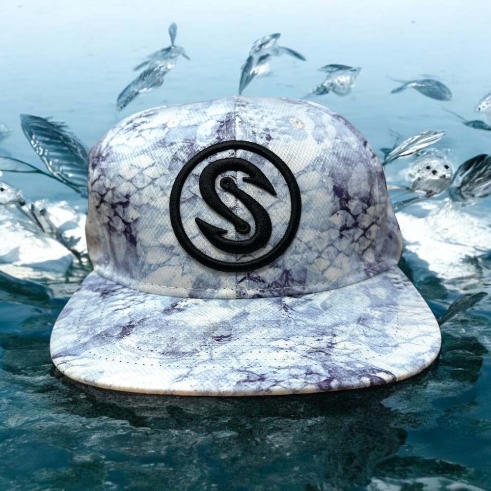 Scales Gear Snapback Hat Mens OSFA Blue Marble Scale Print Performance Hook Logo